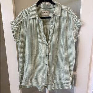 FREE PEOPLE We The Free Sunbeams Indigo Shirt in Olive Combo